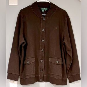 LAUREN by RALPH LAUREN Empire Brown Sweatsuit Button Down Jumpsuit Jacket 3X